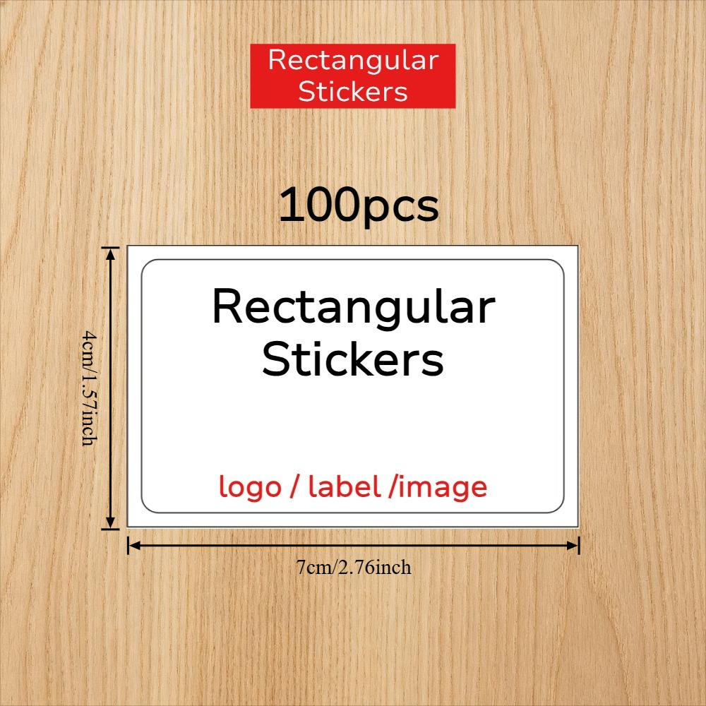 TEMU 50/100/200pcs, Custom Rectangular Labels, Available Sizes 3*5cm To 16*9cm - Supports Custom Brand Logos, Photos, Product Labels, And Various Qr
