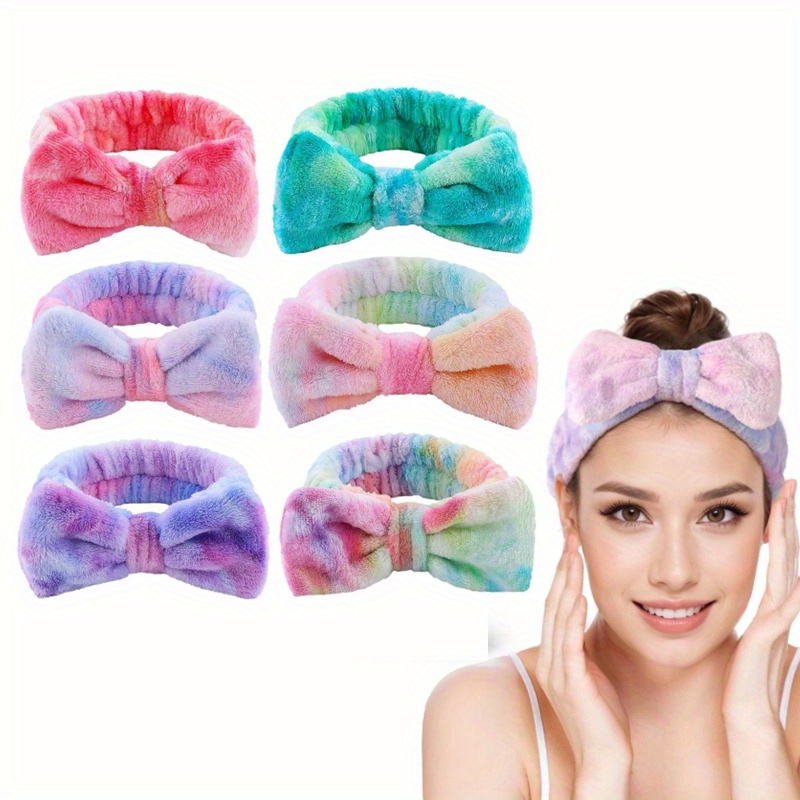 

6pcs Tie Dyed Knot Hair Band Face Wash Headband Makeup Skin Care Headband Facial Mask End Hair Band