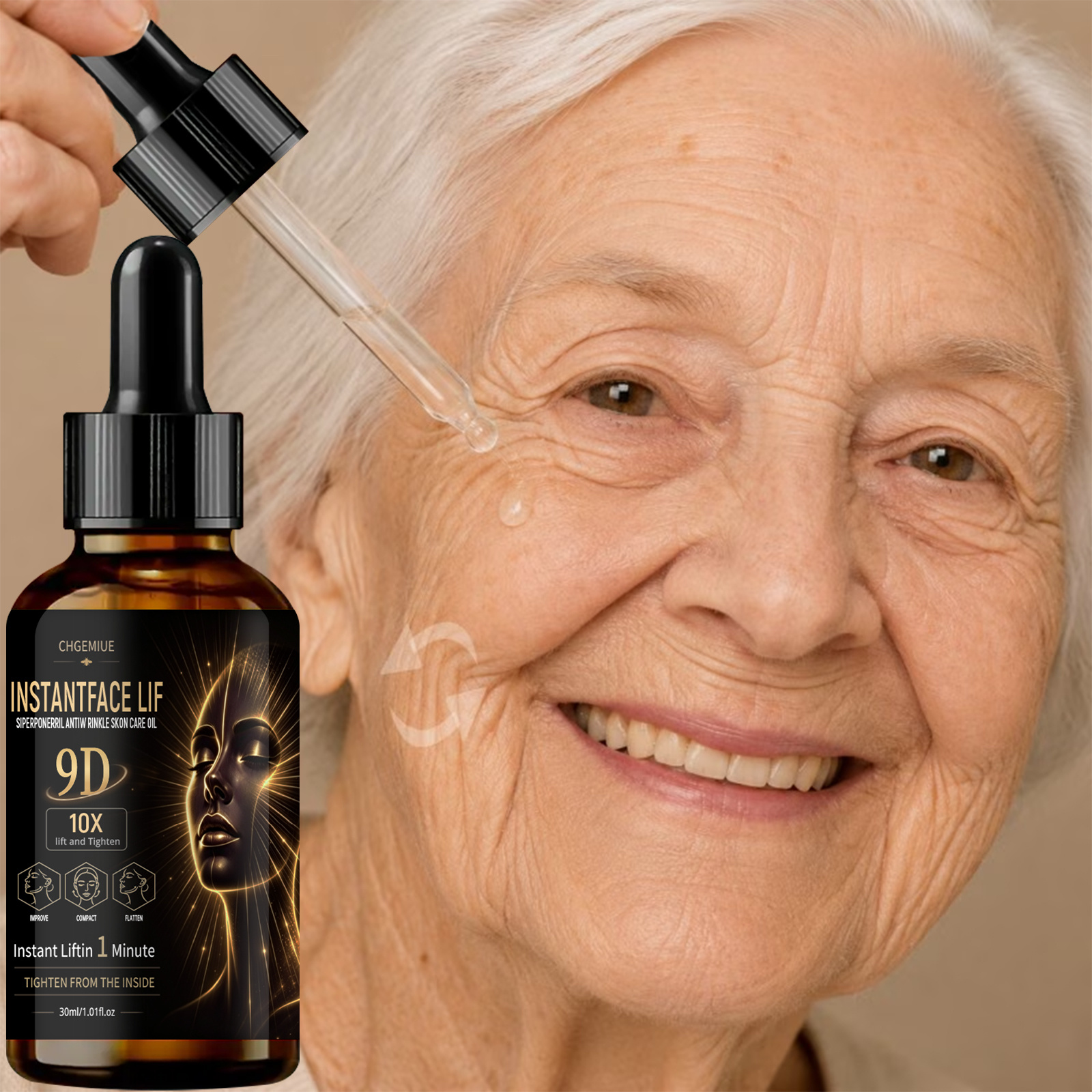Image of Instant Lifting And Firming Niacinamide + Hyaluronic Acid Facial Serum, Suitable For Sagging Skin And Facial Wrinkles, Makes More Firm, Minimizes Wrinkles, , Etc., Farewell To Dry, , And Sagging Skin