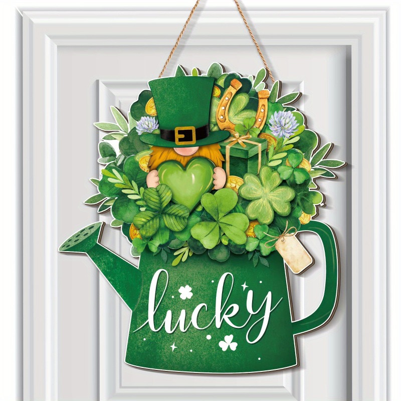 TEMU 2d Flat, 's Day Wooden Wall Hanging Sign - Clover Decor With Artificial Shamrock Signage Suitable For Indoor/outdoor Farmhouse, Office &