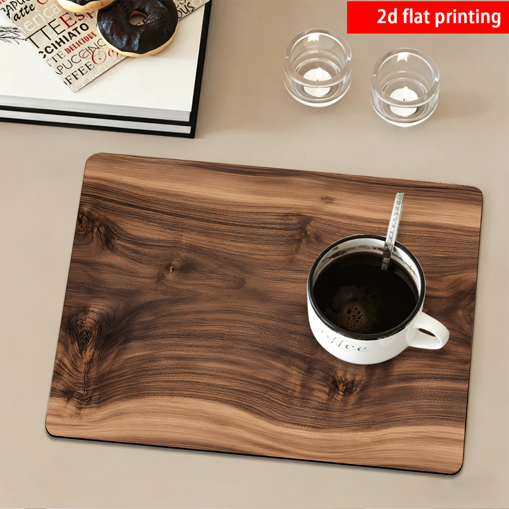 TEMU 2d Flat Printing, 1pc, Easy - Style Tableware Drying Mat/absorbent Placemat, Non-slip Rubber Bottom, Use For Dining Table, Office, Study, Tea