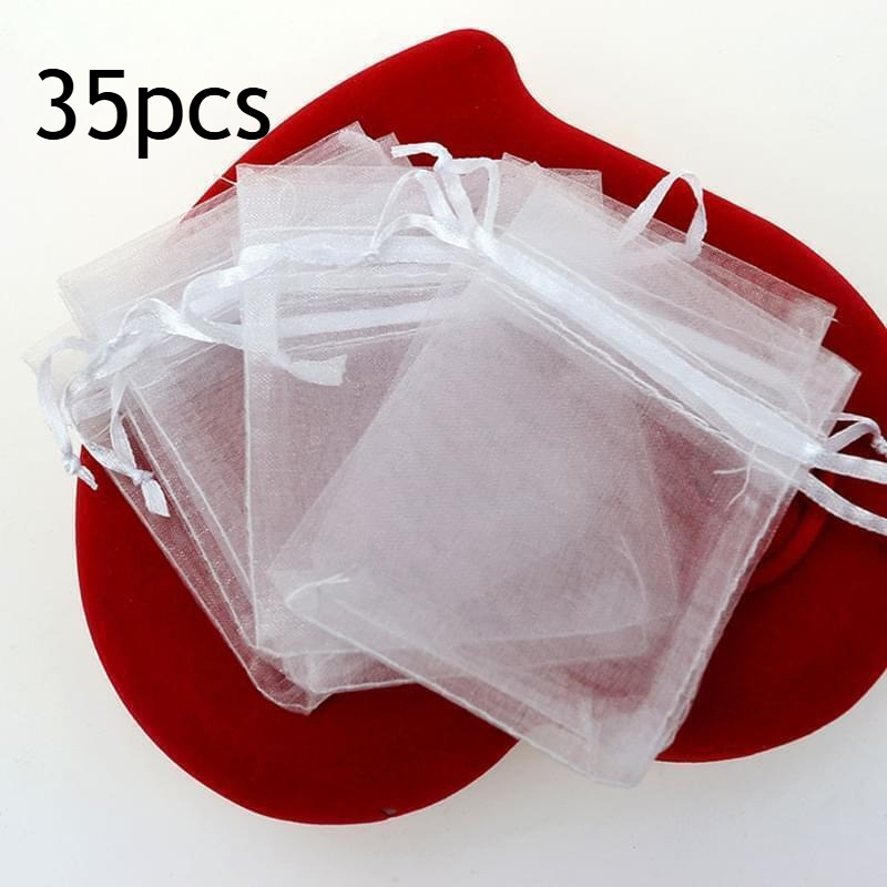 E-shop 35 Stück Organza-Geschenkbeutel mit Zugband – Transparente, durchsichtige für Hochzeiten, Partys, Geburtstage, Feiern