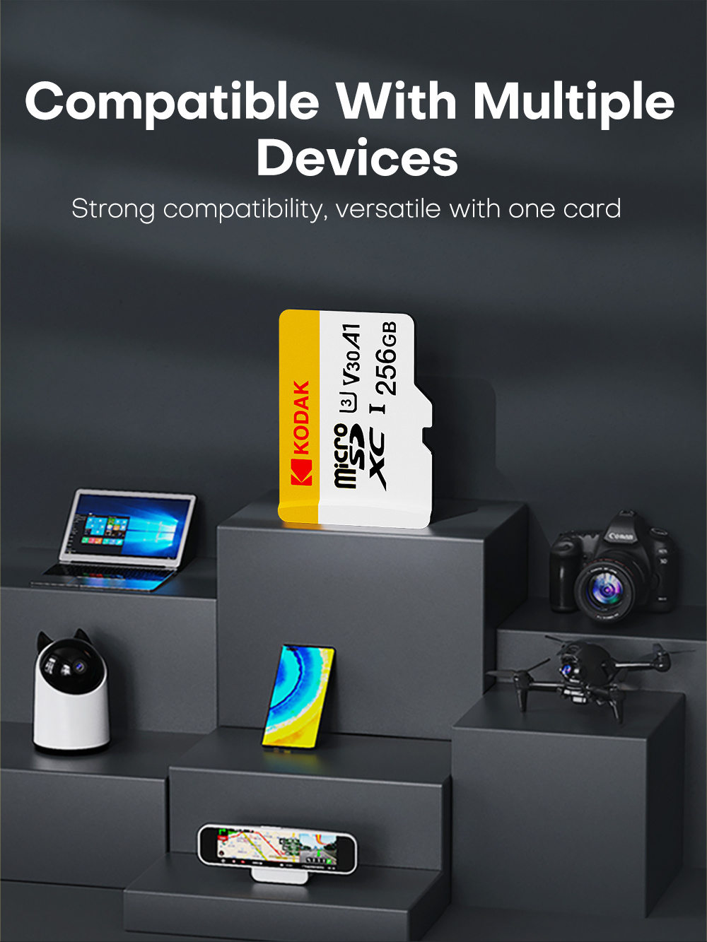 KODAK Mini Memory SD Card 256GB 128GB 64GB 32GB U3 V30 4K Full HD Micro TF Memory Flash Card for Phone/Computer/Camera