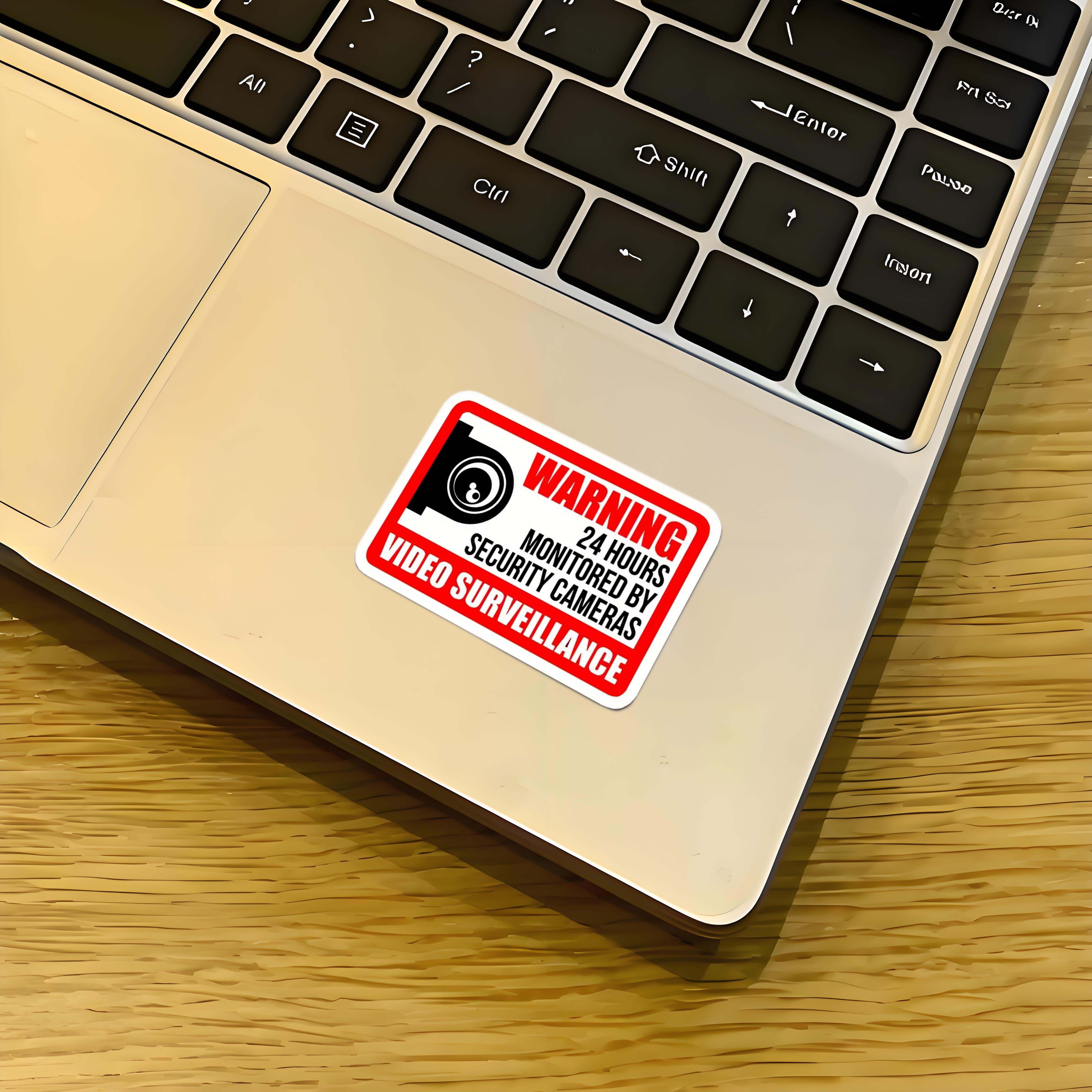 High-Definition Surveillance Warning Decal with Red Border Design