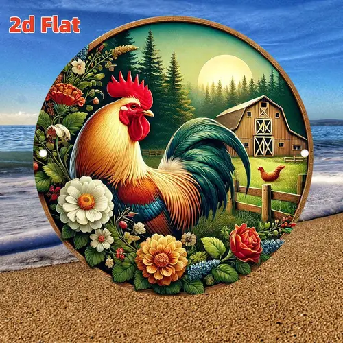 2D Flat, Welcome to our Chicken Coop, 19.81X19.81 cm - Aluminum Round Sign, Suitable for Outdoor Patio Decoration, Vintage Wall Art for Garage, Cafe, Bar, Living Room - Garden, Farm, Indoor and Outdoor Wall Sign, Father's Day Gift for Men, Great for Room Decoration, 2D Flat, Perfect for Room Decor