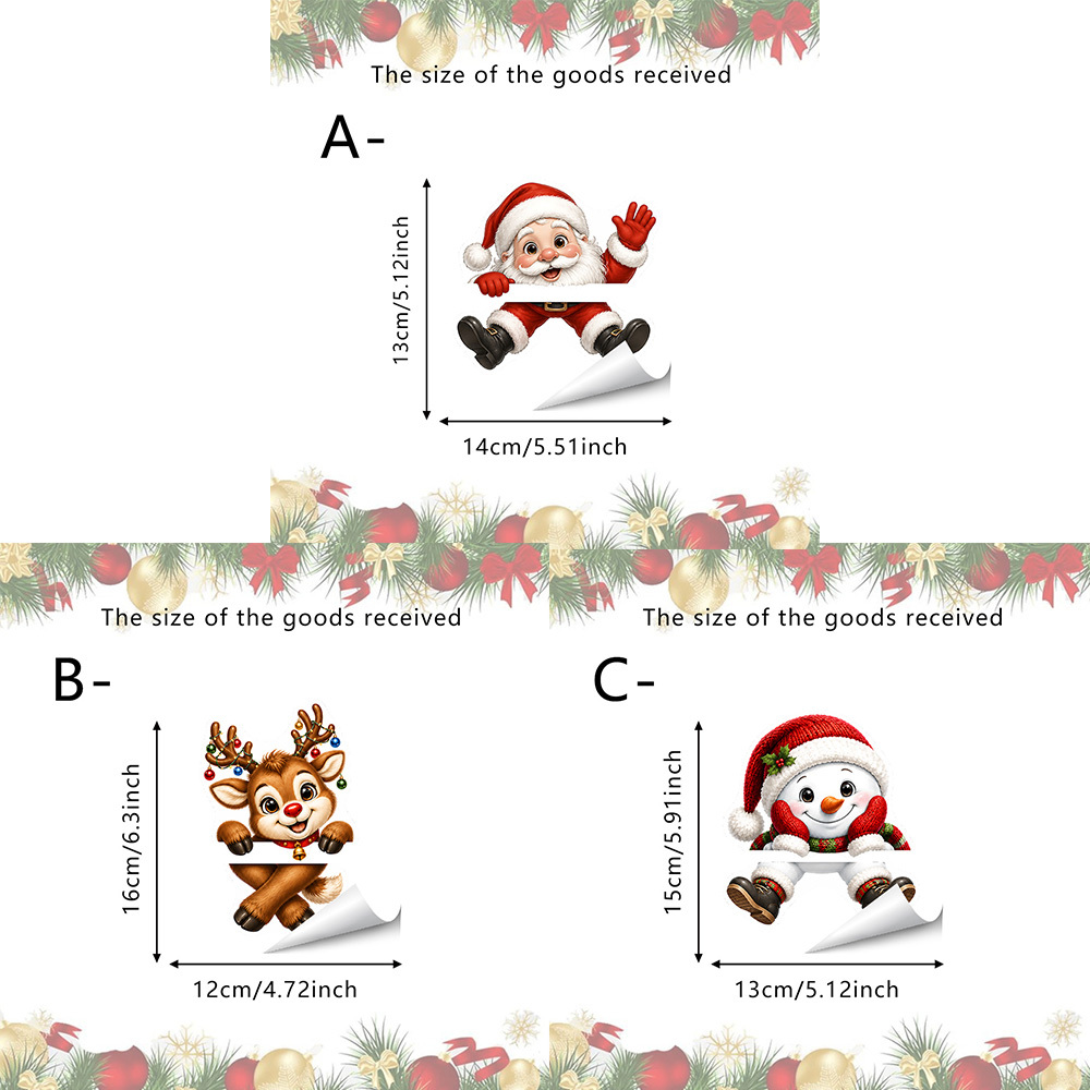 TEMU 3pcs Christmas Switch Wall Stickers, Santa Claus Snowman Reindeer Fun Decorative Decals, Outlet Panel Stickers, Suitable For Living Room Switch