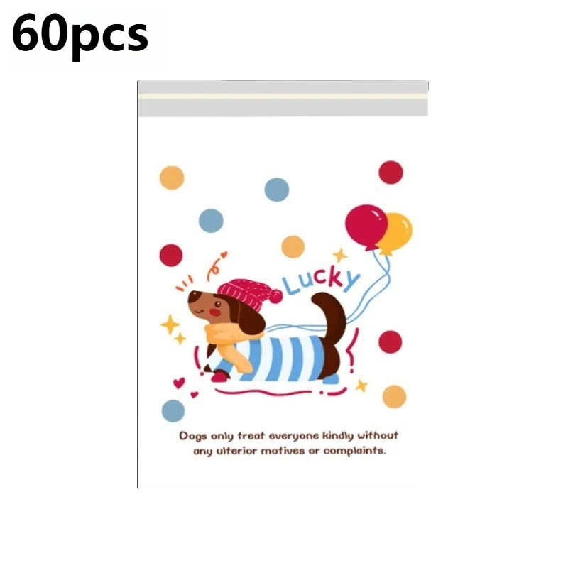 TEMU Lot de 60 sacs poubelle de bureau adhésifs mignons Teckel — Adorable imprimé à pois Teckel | Mini sacs poubelle portables, adaptés aux bureaux