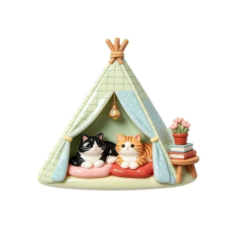 TEMU 1 X Aimant de réfrigérateur 3D Chaton dans une tente, Aimant magnétique en résine en pour frigo, Aimant créatif de décoration - Convient pour