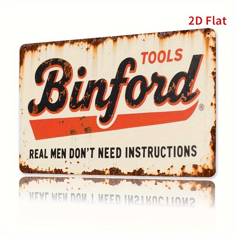 E-shop 2D Flach, 1 Stück Vintage "Binford" Eisen Wand Schild - Rustikales Metall Ideal für Zeitgenössische Wohnungen, Bars, Büros, Cafés, für