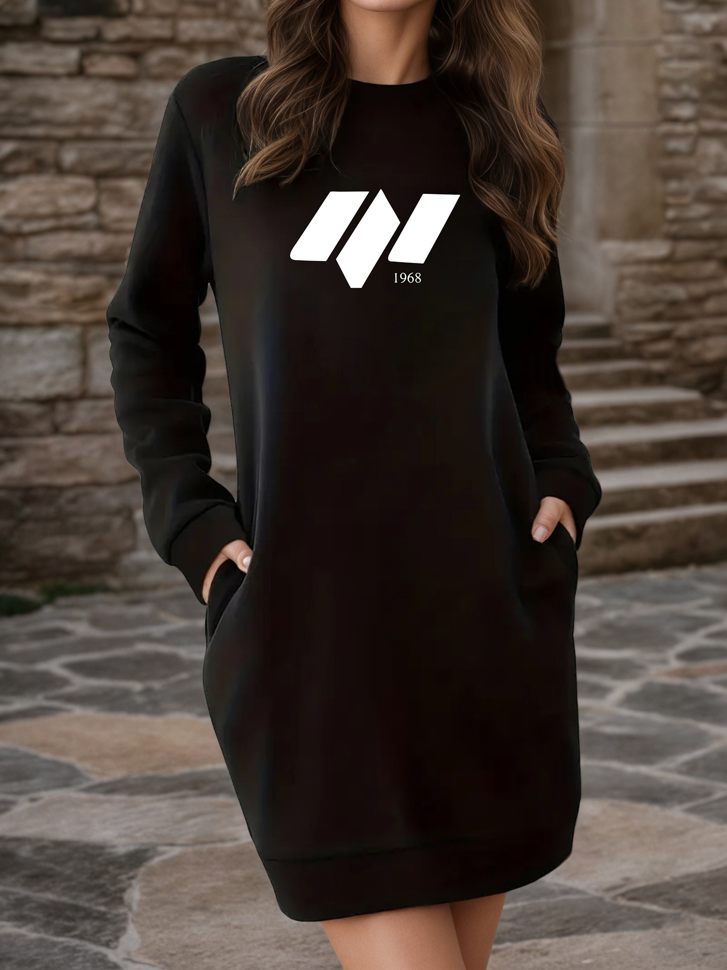 plus size women's elegant a-line midi dress navy blue short