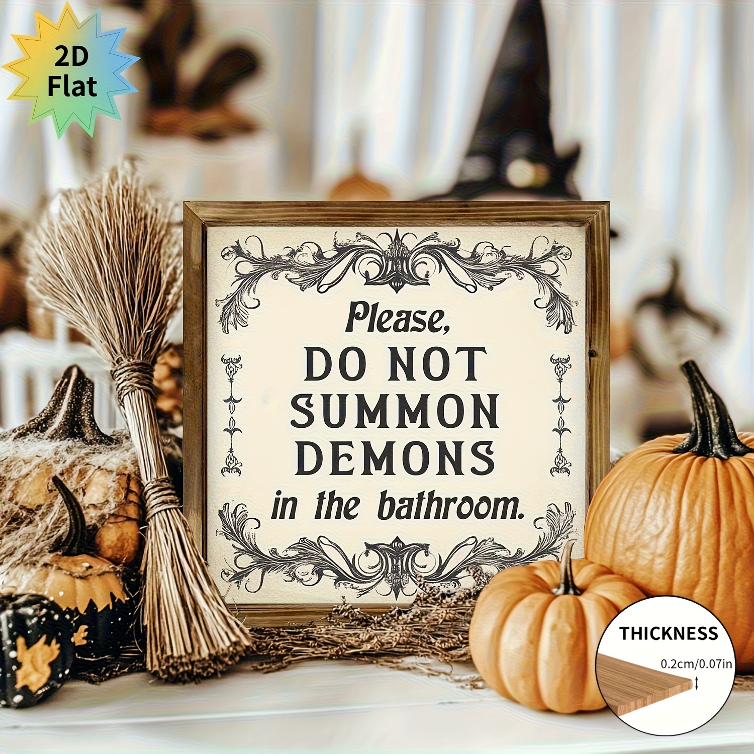 TEMU 2d Flat, Rustic Gothic Wooden "do Not In The Bathroom" Wall Art. Humorous Halloween Wooden Decoration, Perfect For A Spooky Bathroom Or Home