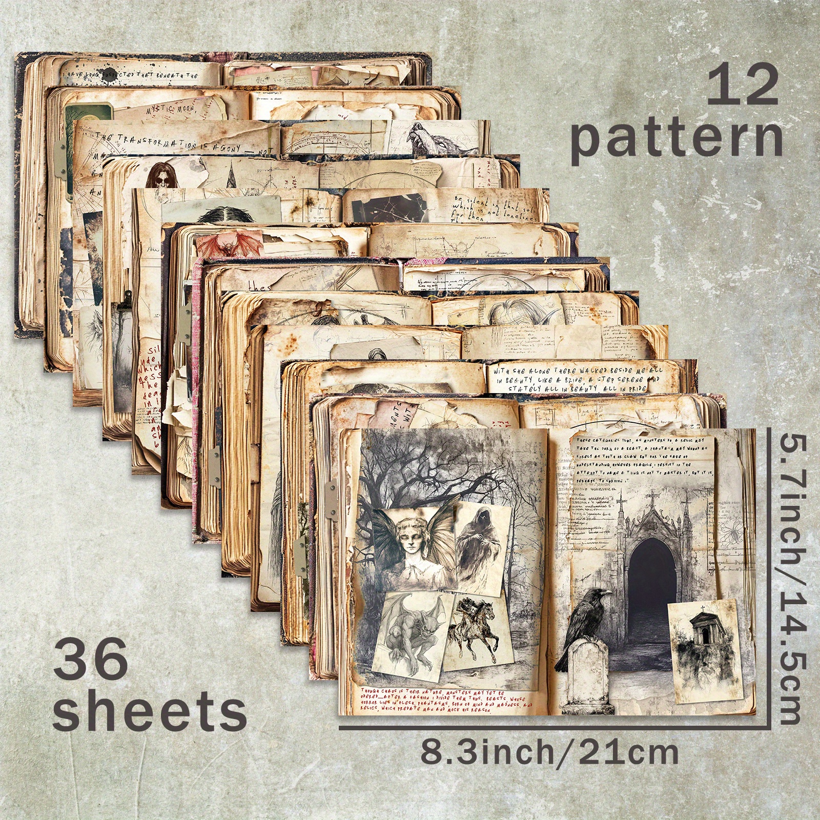 Image of 36 Sheets A5 (american Horror Background) Paper, Suitable For Bullet Journal Junk Magazine Greeting Cards And Crafts