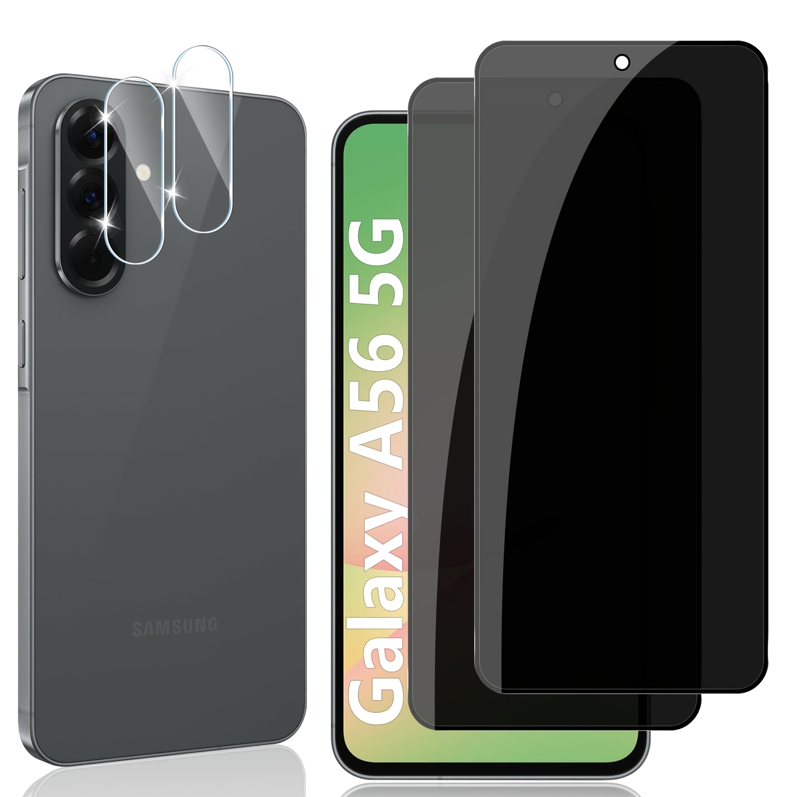 E-shop 2+2 Stk. Blickschutzfolie für for Samsung Galaxy A56 5G, mattes Glas, 2 Stk. Blickschutz-Displayschutzfolie, 9H Härte Blickschutzfolie,
