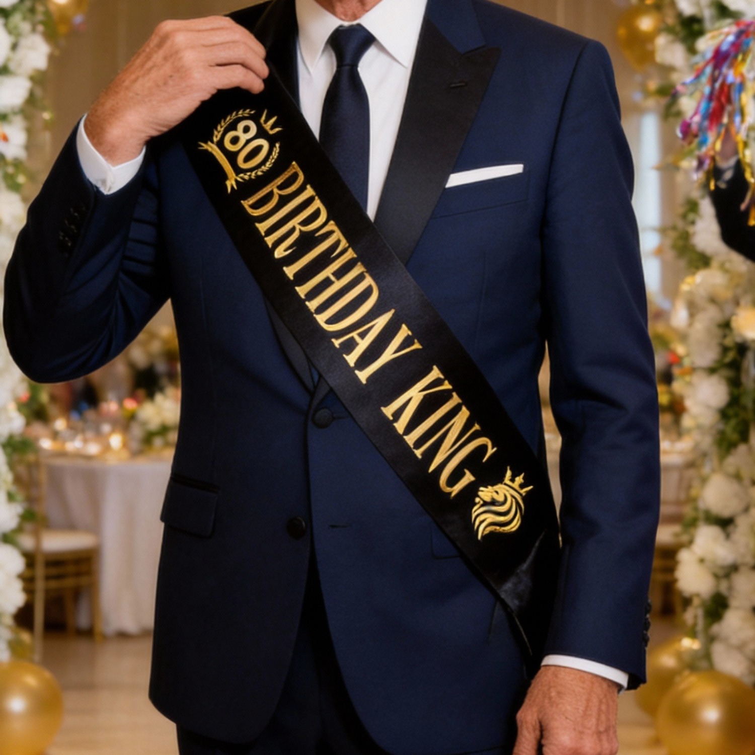 Image of 1pc 80th Birthday Sash, Men&;s 80th Birthday Party Gift Decoration, Photo Booth Prop, Perfect For Halloween & Christmas