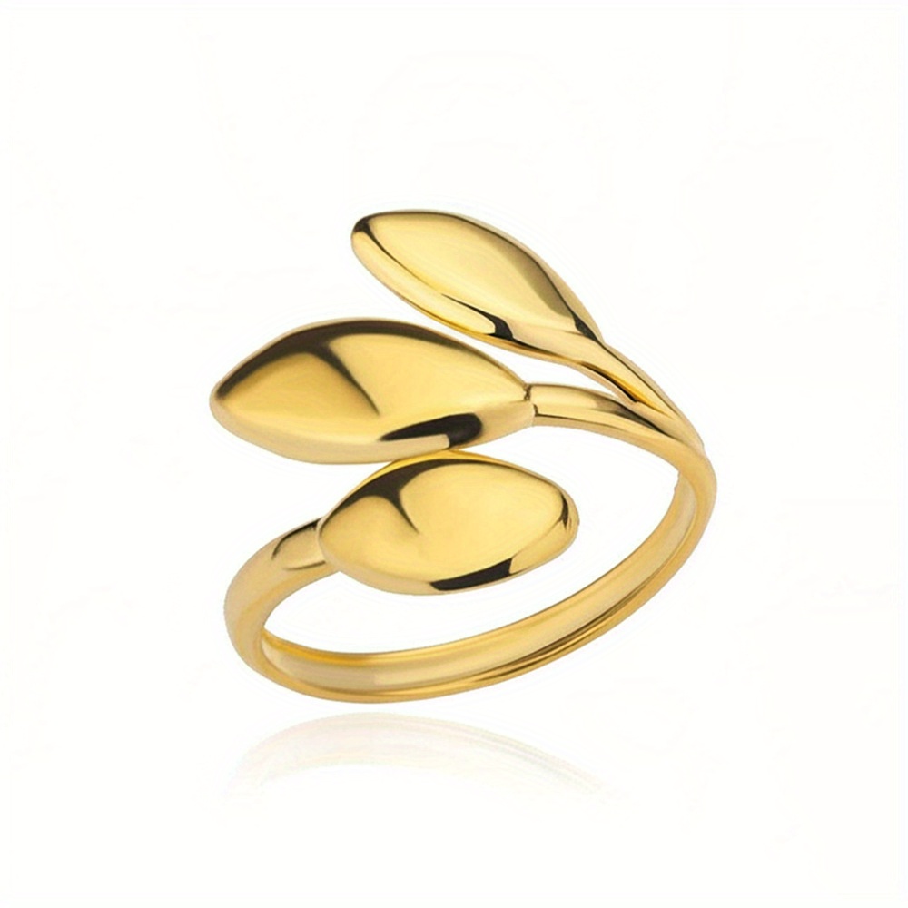 Tri-Leaf Adjustable Open Ring in 304 304 Stainless Steel Material Tarnish-Proof Perfect for Daily Wear Holiday Occasions Stylish Unisex Gift for Teenager For Teenager