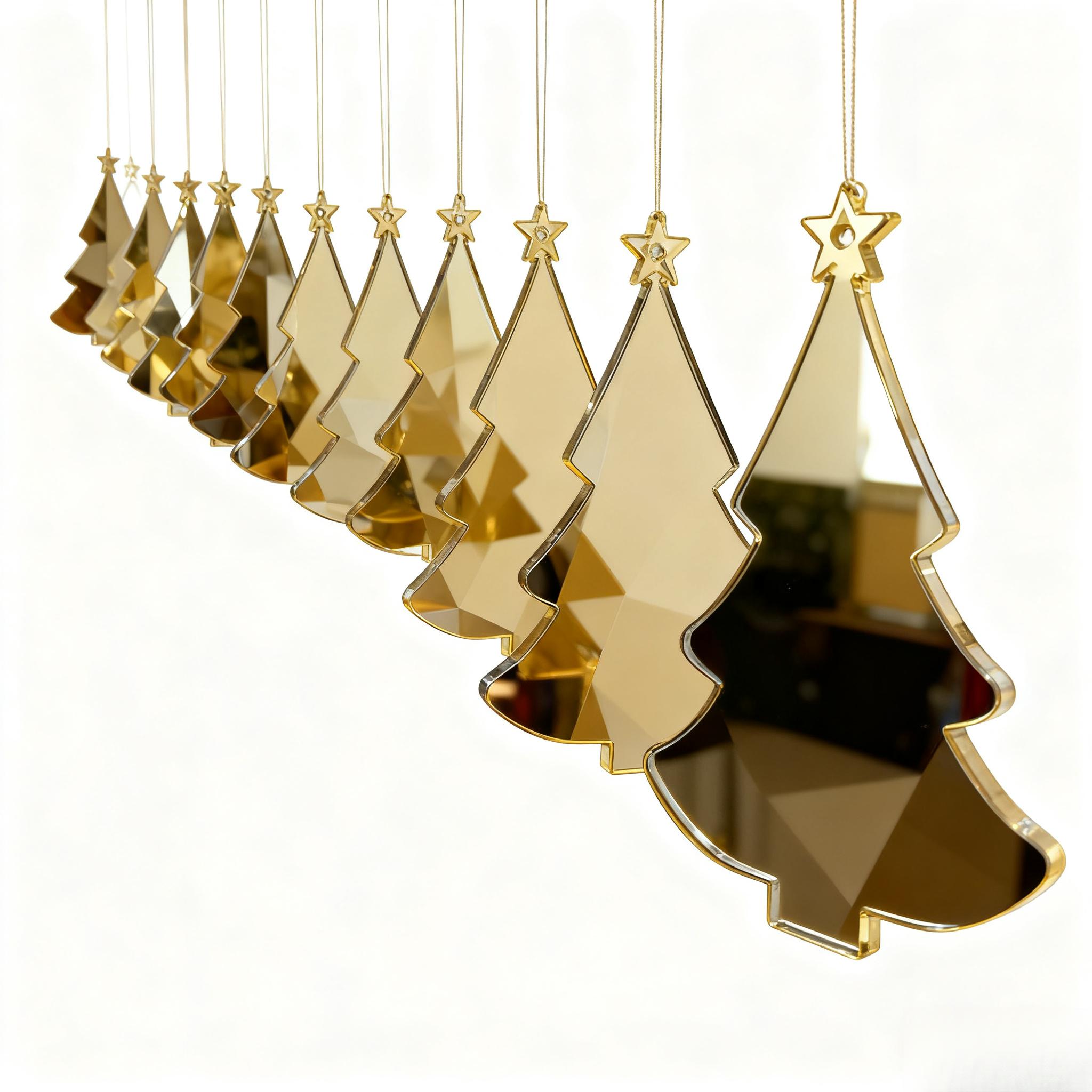 TEMU Plat 2D, 20 pièces, Ornements de sapin de Noël en acrylique doré à soi-, Convient pour la décoration de sapin de Noël et la décoration de fête à