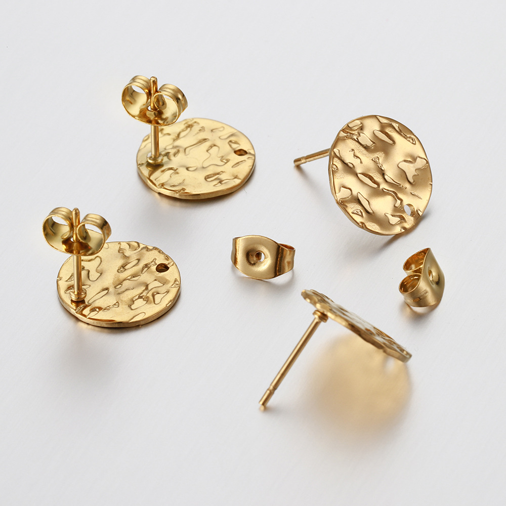 40 piezas de aretes en relieve de acero inoxidable con topes para aretes,   dorados/ , postes para aretes de estilo   agujeros, aditivos para la fabricación de joyas