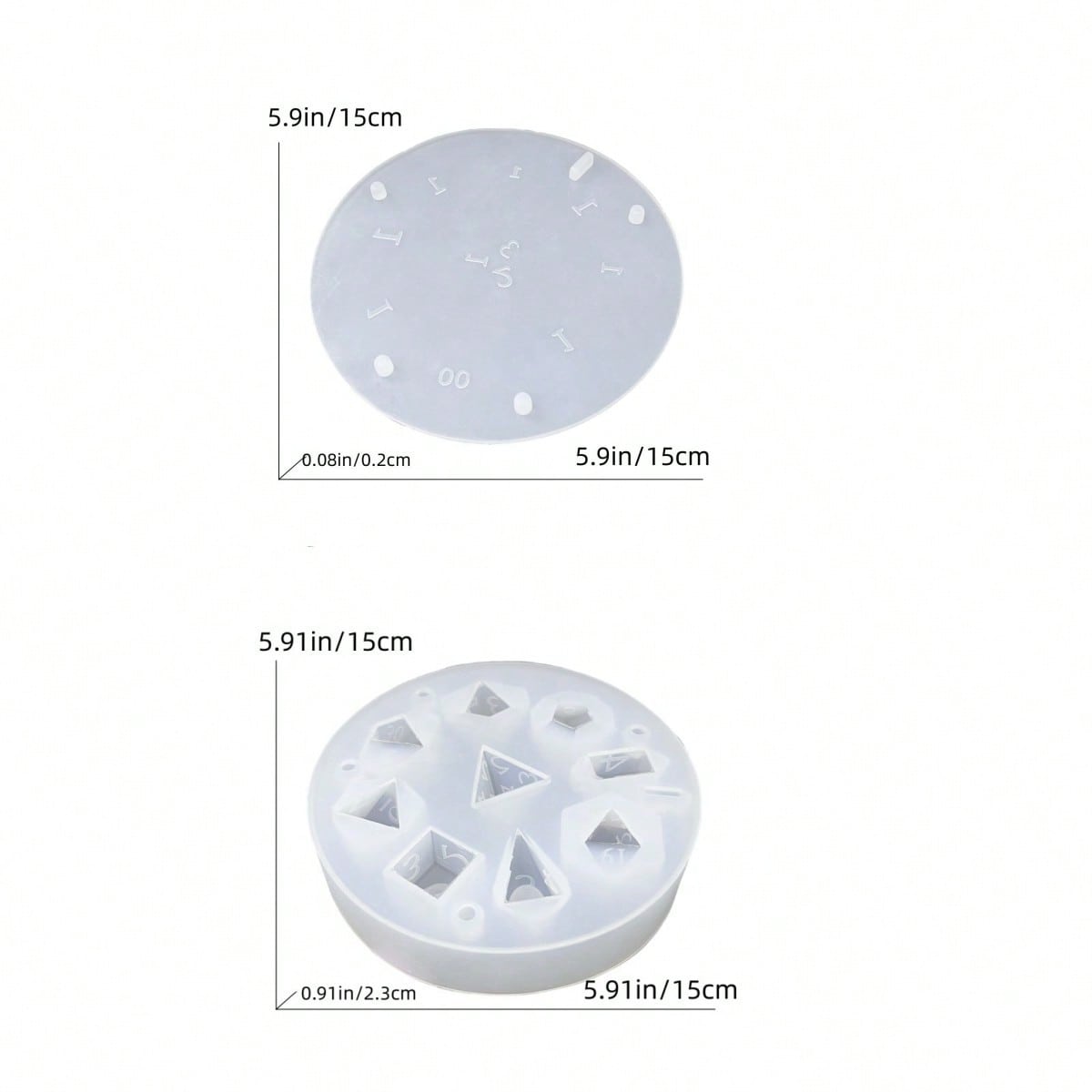 TEMU Moule en silicone résine 9 cavités, moule rond en silicone résine avec compartiments géométriques numérotés, moule de moulage flexible pour