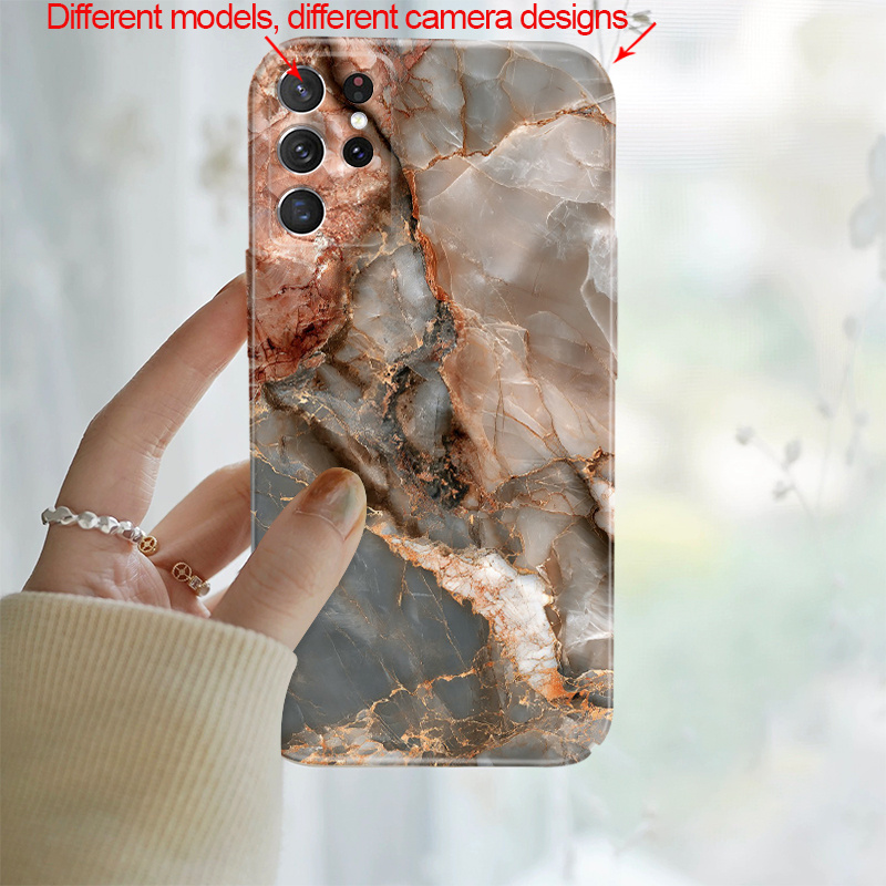 TEMU Phone Case: Earthy Marble All-inclusive Shock-proof Hardshell Phone Case Suitable For Galaxy S25 S24 S23 S22 S21 Ultra S21  S22  S23  S24  S25