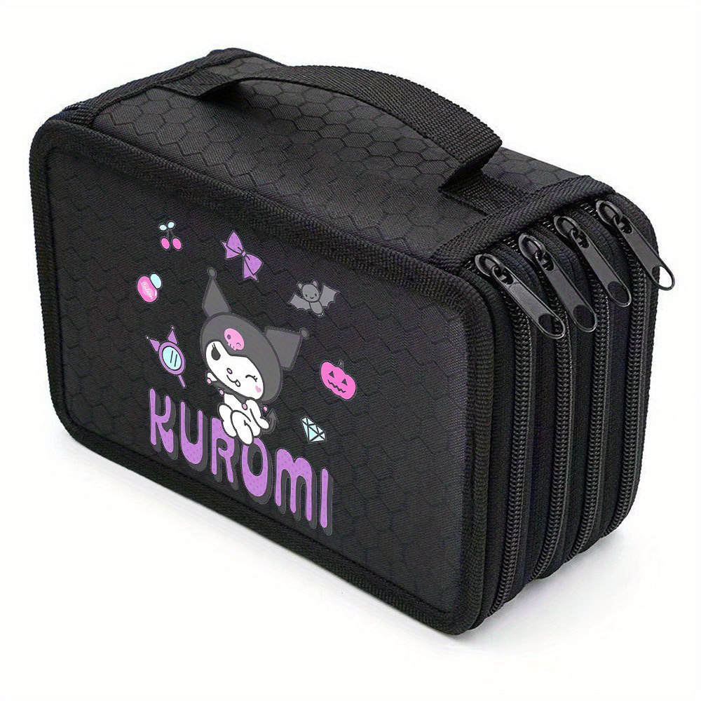 1pc Kuromi 4-layer Canvas Pen Bag - Portable Art Storage For Painting, Sketching, And Color Lead, For . 011mgqbdc723