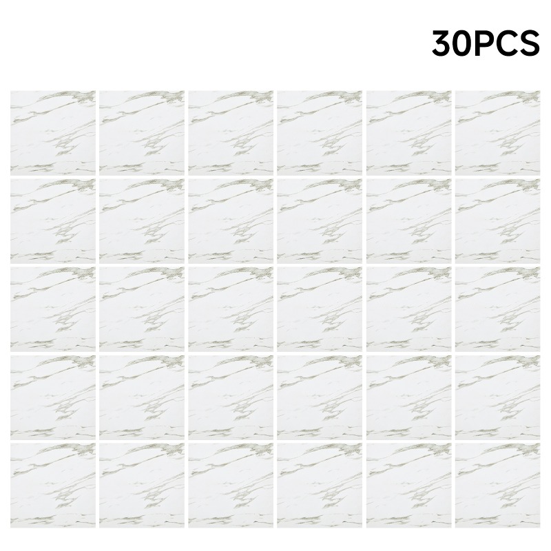TEMU 30pcs Self Adhesive Floor Tiles, 30x30cm Square Marble Effect Peel And Stick Floor Tiles, Waterproof Flooring Stickers For Office Bathroom Room
