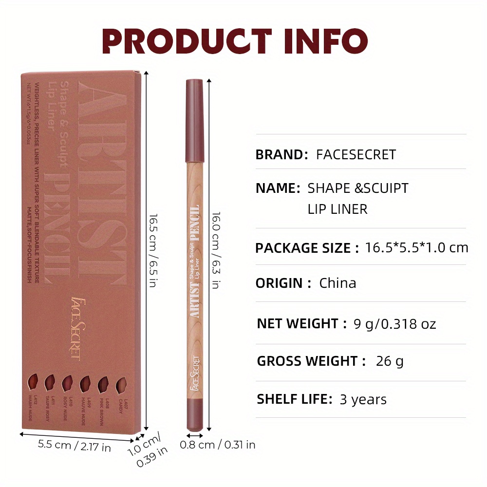 6pcs/set lip liner set lip liner waterproof long-lasting matte lip liner set natural makeup effect easy to apply non-stick non-smudge lip liner set lip cosmetics makeup set
