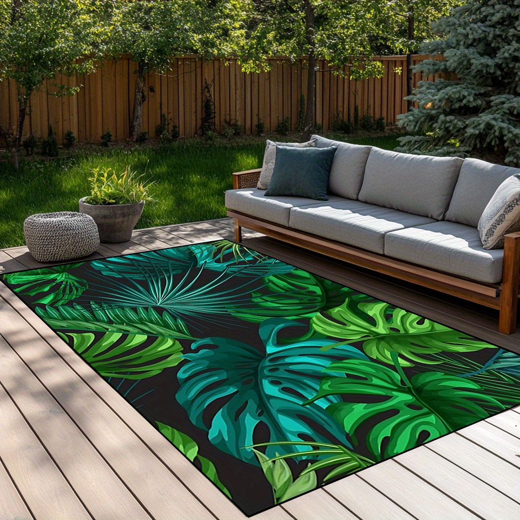 TEMU 1pc Turtle Backed Bamboo Leaves Patterned Area Mat, Washable Non-slip Pattern Christmas Decorations, For Living Room/ Dining Room/ Home/ Office/