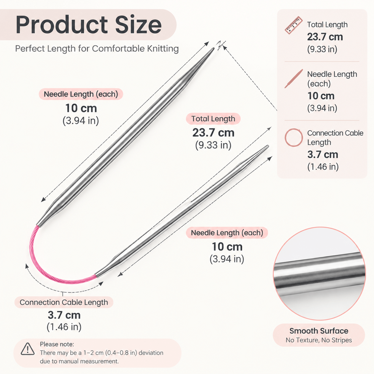 Flexible Double-Pointed Knitting Needles Set, 9 Inch