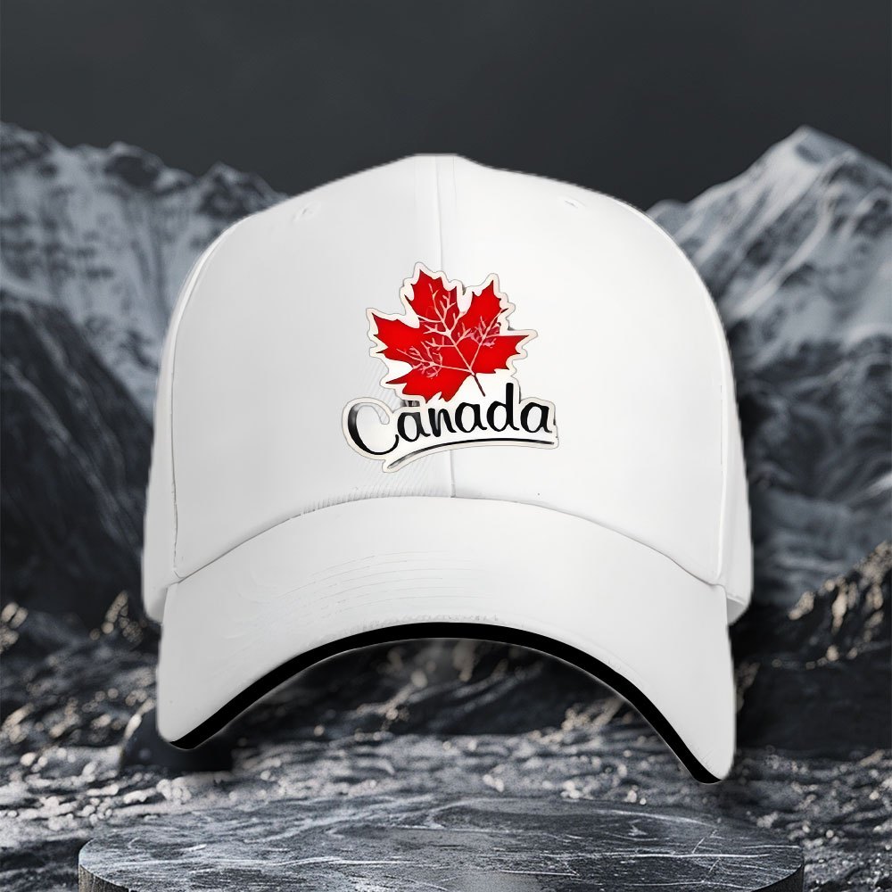 TEMU Logo Baseball - Adjustable Unisex Hat Suitable For , Breathable Polyester, Lightweight For Golf, Outdoor, Casual Wear, Iconic Maple Leaf Emblem,