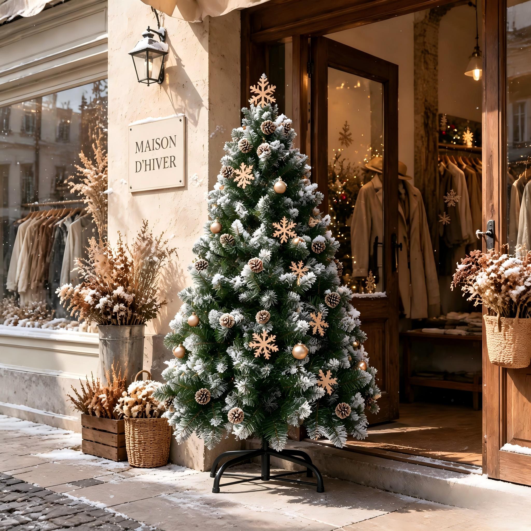 TEMU Albero artificiale da 1.5M-2.4M per decorazioni natalizie, albero di in PVC con , cime di pino e punte glitterate, albero di Natale decorativo