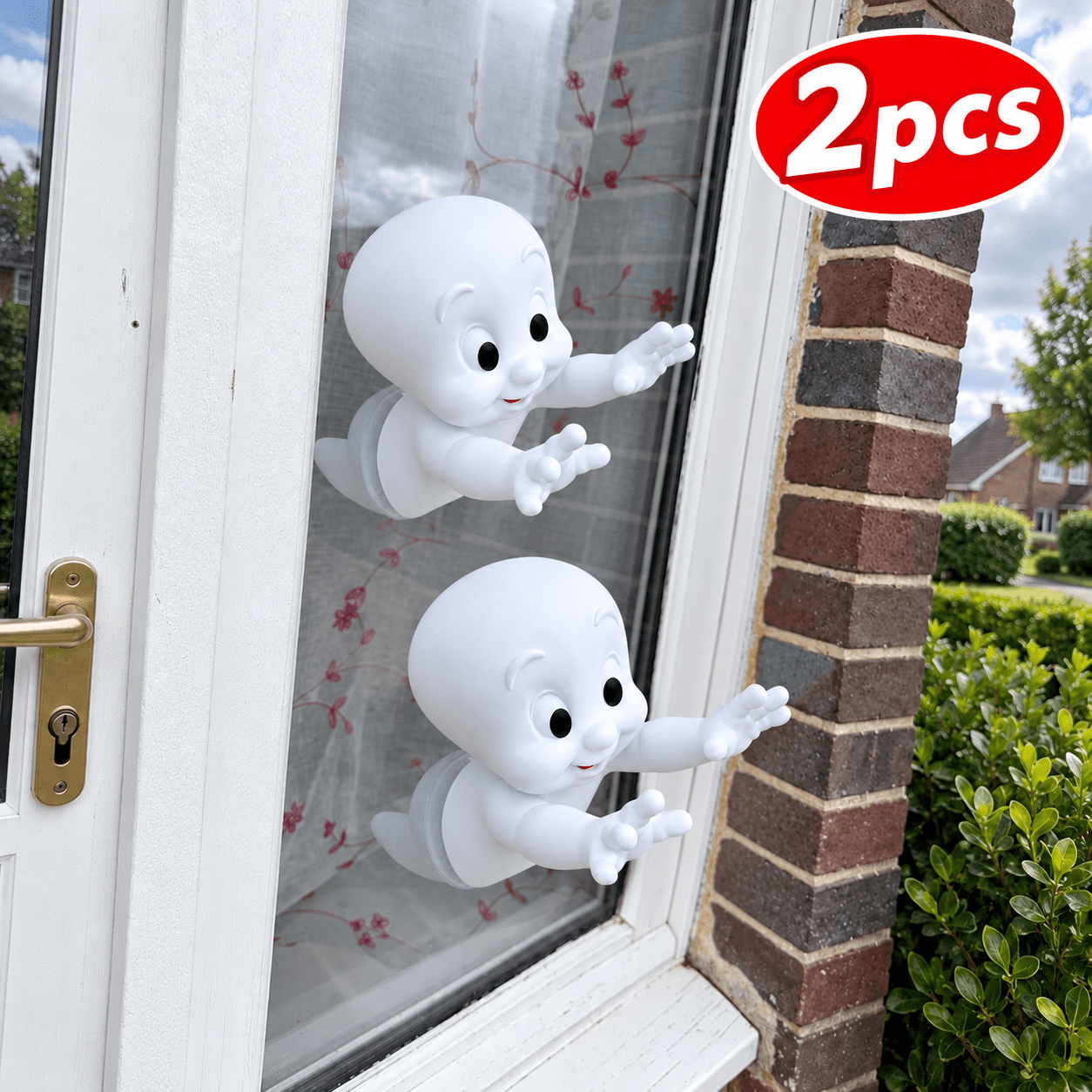TEMU 2pcs Spirit Decorations, Ghost Window Ornaments, 3d Flying Glass Halloween Decorations, White Ghost Figures Suitable For Front Doors, Windows,