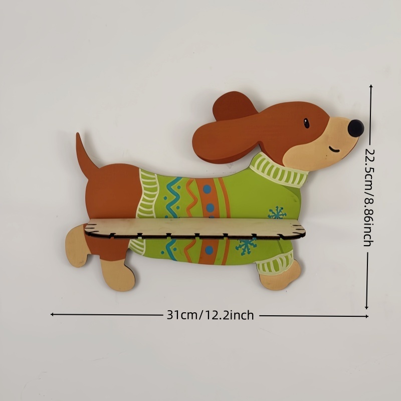 TEMU Bohemian-style 2d Flat Decorative Wall Shelf, 1pc, Dachshund Puppy Design, For Home Rooms, Living Room Wall Shelf Decor, Design For Women's