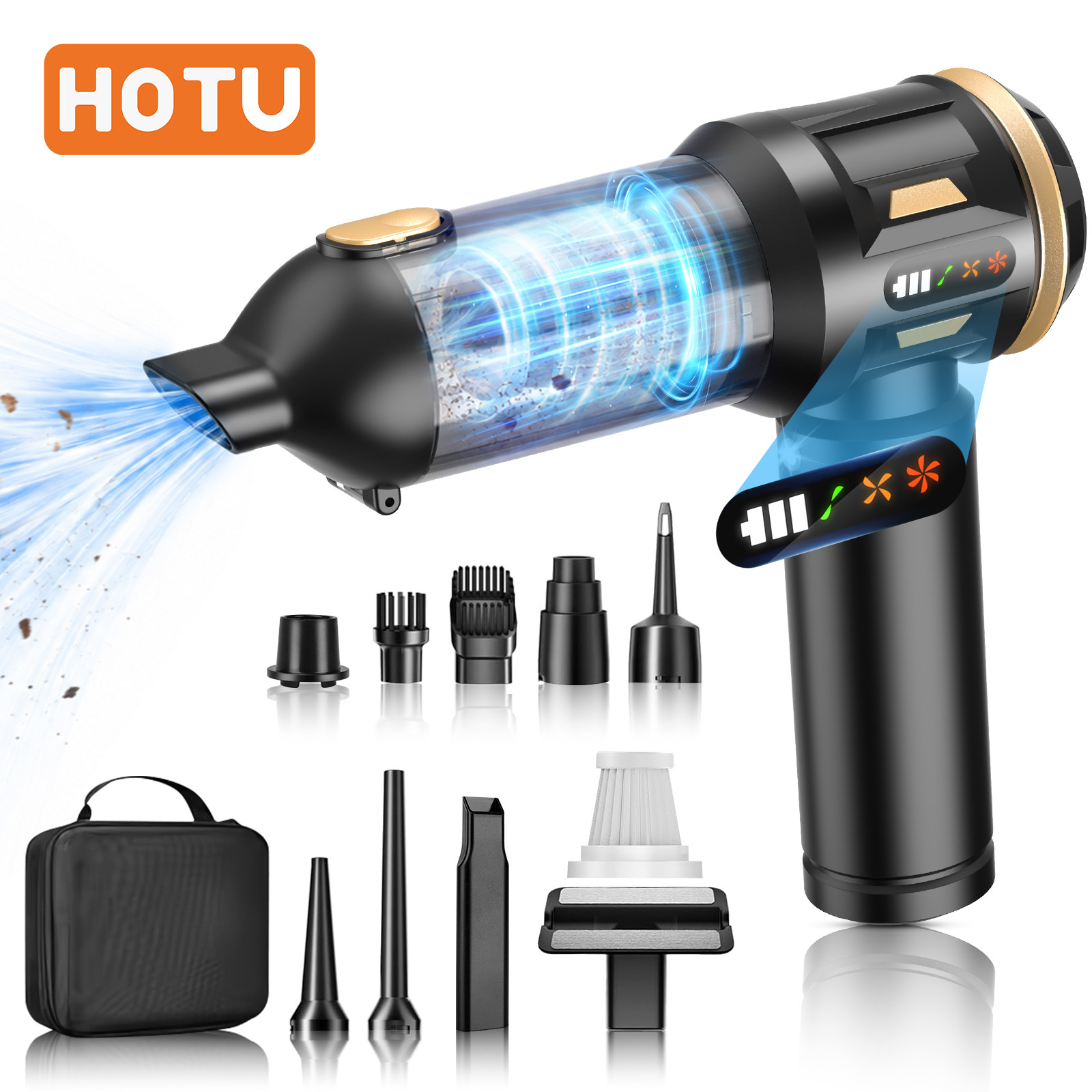 Image of Hotu Battery Car Vacuum Cleaner, 4-in-1 Portable Mini Clean Handheld Vacuum Cleaner With 21000pa , 3 Suction , Car Vacuum Cleaner For Car, Office Table, Keyboards