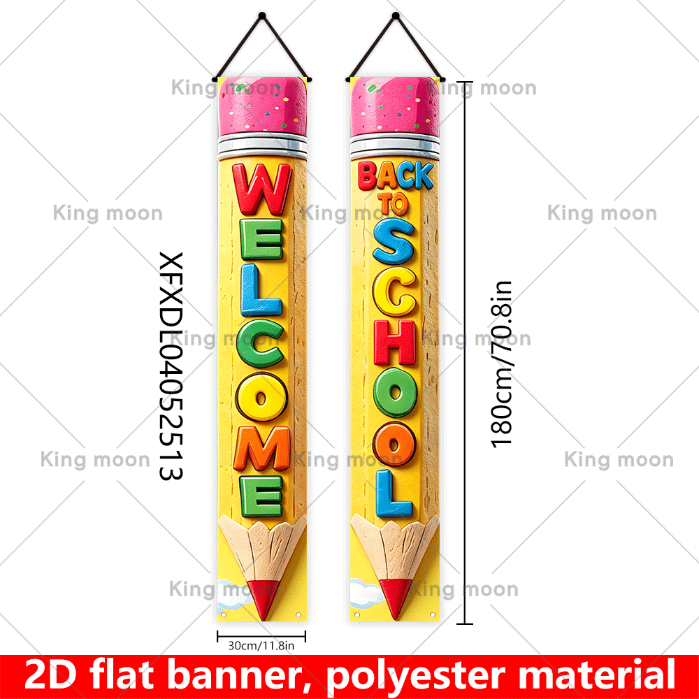TEMU Bannière plate 2D, 2 pièces, de crayon, pour la rentrée scolaire - Décoration de adaptée pour de classe, , la décoration de fête, bannière à