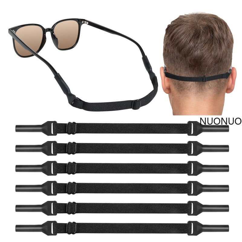 

6-pack No-tail Adjustable Polyester Eyeglass Straps, Anti-slip Sport Glasses Holder For Men And Women, Comfortable Fabric With Soft Silicone Grip