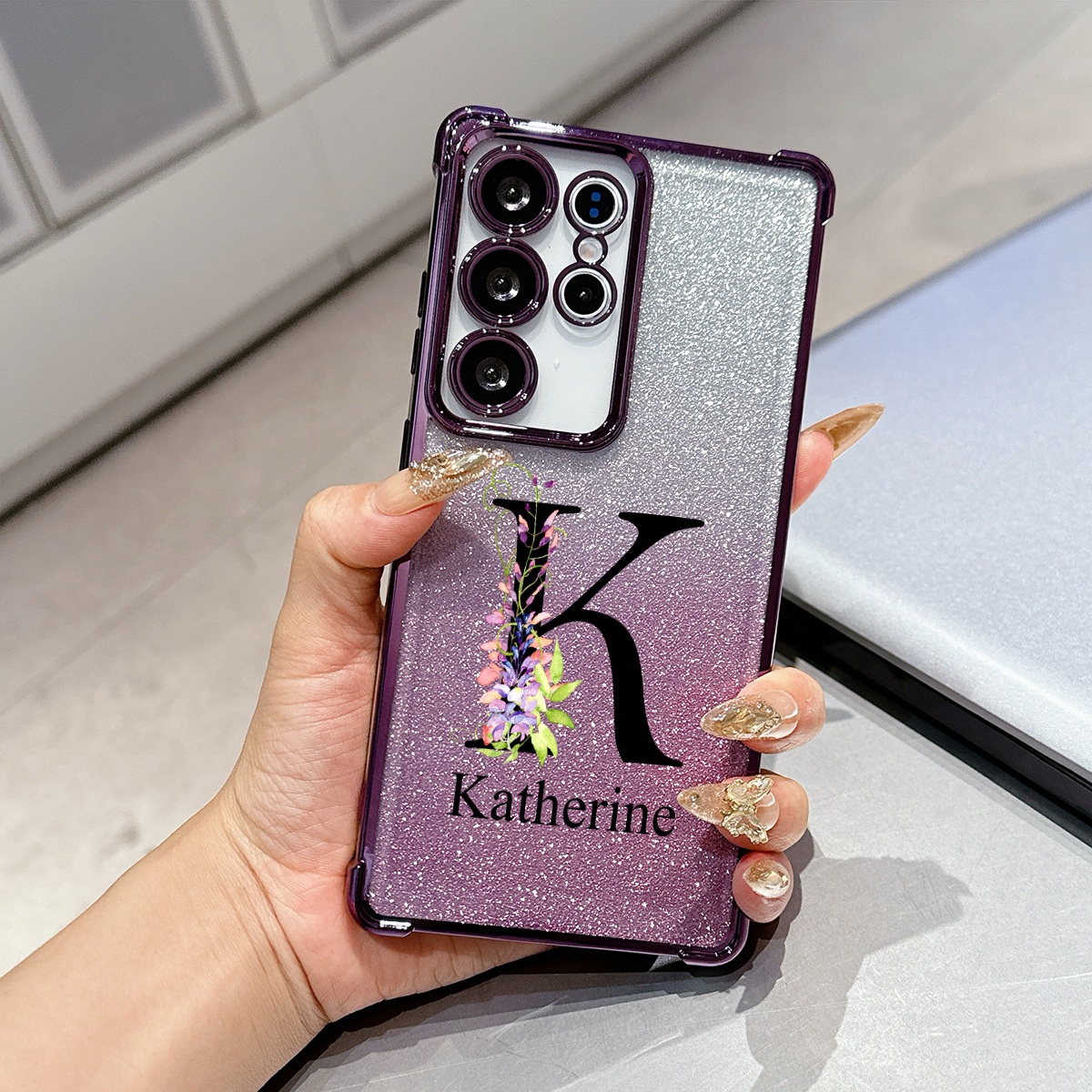 TEMU Phone Case: Diy Personalized Name Phone Case, Suitable For Phone Cases, Custom Text Name Letters Floral Artistic Font Design Name Phone