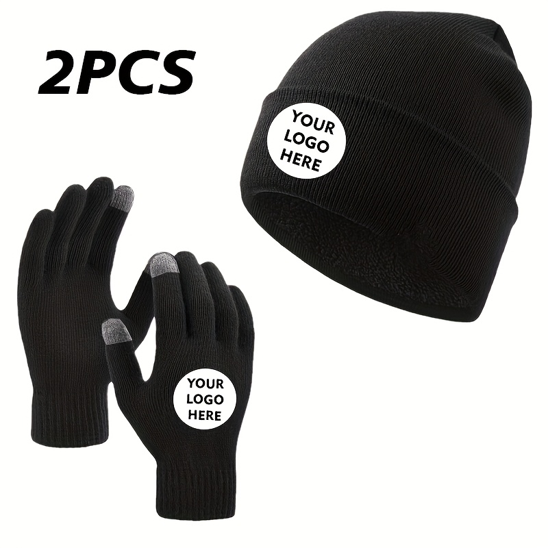 TEMU Ensemble de bonnet en personnalisé : 1 bonnet + 1 paire de gants, un accessoire de mode pour et l'hiver offrant à la chaleur et style