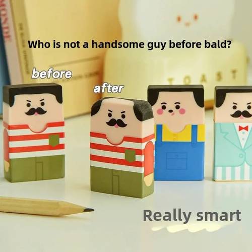 item picture mens bald eraser office desktop decoration classroom prank birthday gift cute elderly design school and workplace stationery fathers day gift thanksgiving christmas gift random style