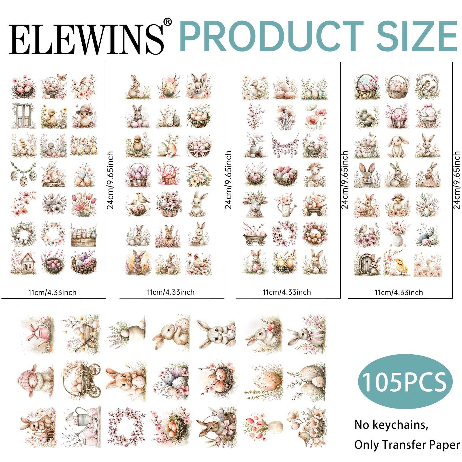 Image of Uv Dtf Transfer Papers - 105pcs Beige Easter Uv Dtf Transfer Papers, Cute Vinyl Waterproof Transfer Papers For Laptop, School Students Gifts Classroom Teachers Prizes Transfer Papers For Teens Girls
