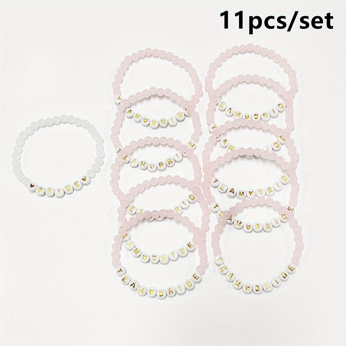 Image of 11pcs/set, 10pcs Bride Bracelets And 1pcs Beaded Bracelet, Bachelorette Party Favors, Handmade Bridesmaids Gifts, Bridal Shower, Wedding Decoration,christmas Christmas, Halloween