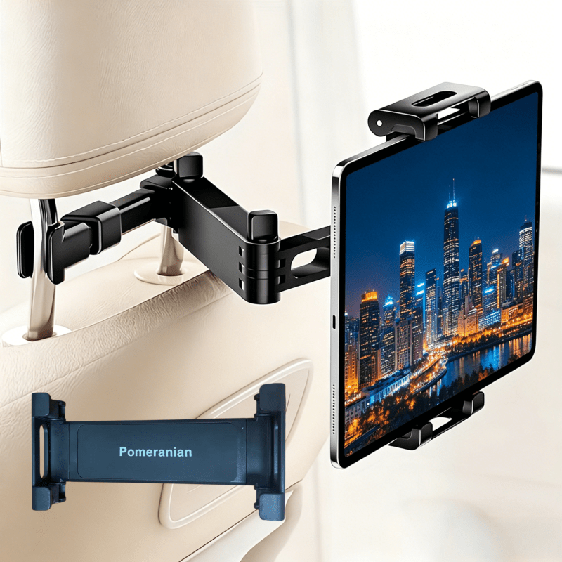 TEMU 3-in-1 Car Headrest Mounting Bracket, 360-degree Rotating And Adjustable, Suitable For 4.7 To 11 Inches, Car Mobile Phone And Tablet Accessory,