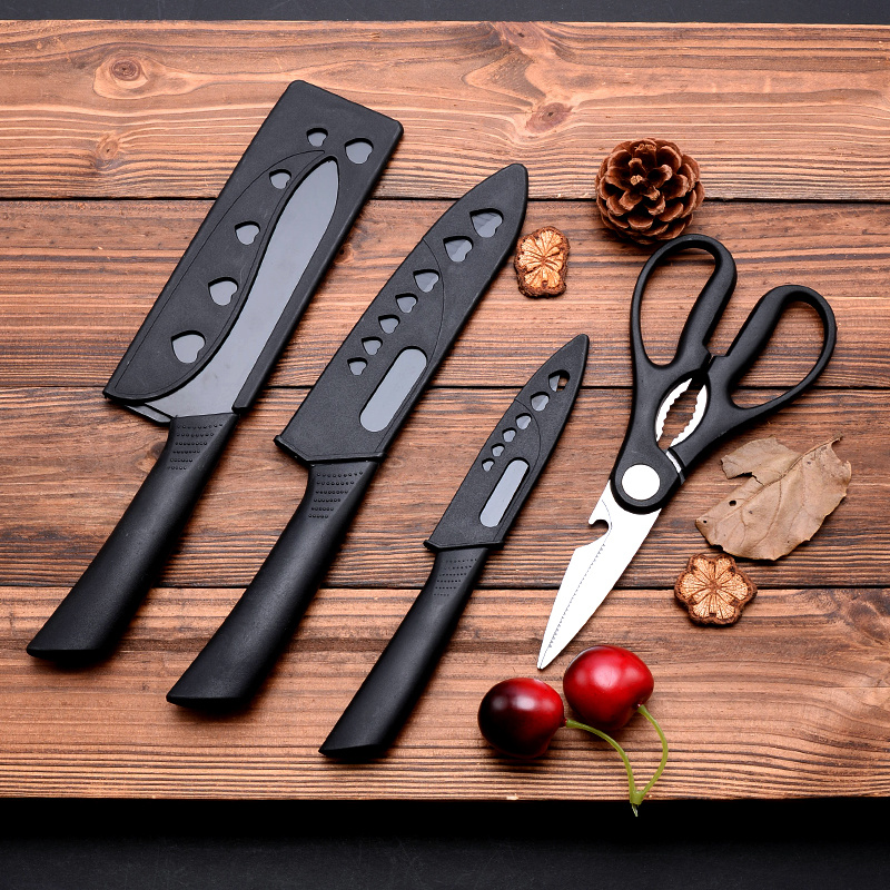 TEMU 4pcs Kitchen Knife Set, Dishwasher-safe Kitchen Knife Set, Black Knife Set, A Kitchen Gadget Gift For Mom Or Dad