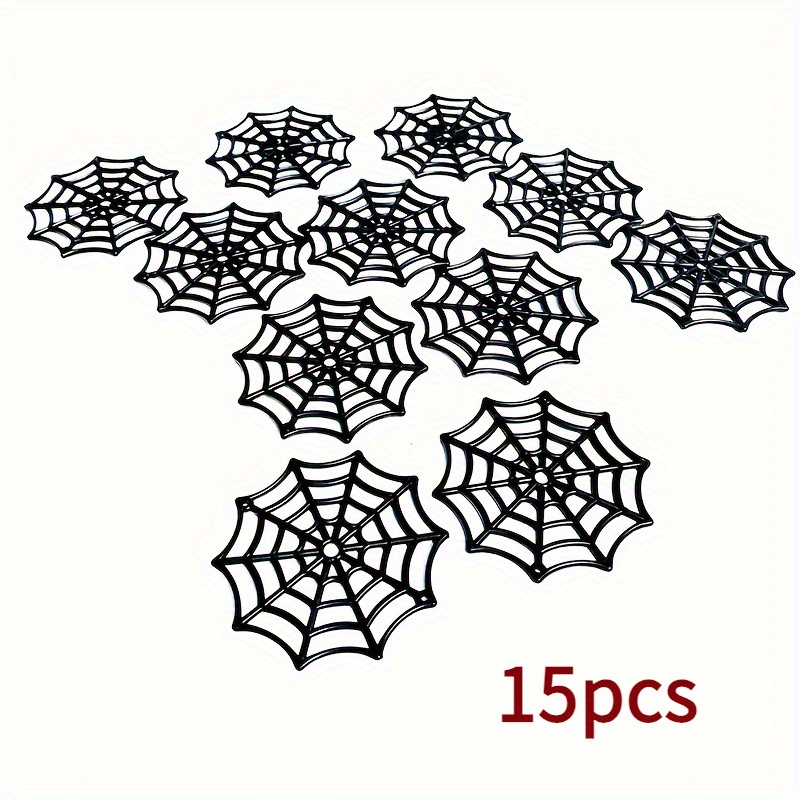 15 Black Web Halloween Decorations- 2.17 Inch Webs, Suitable Party And Haunted House Costumes