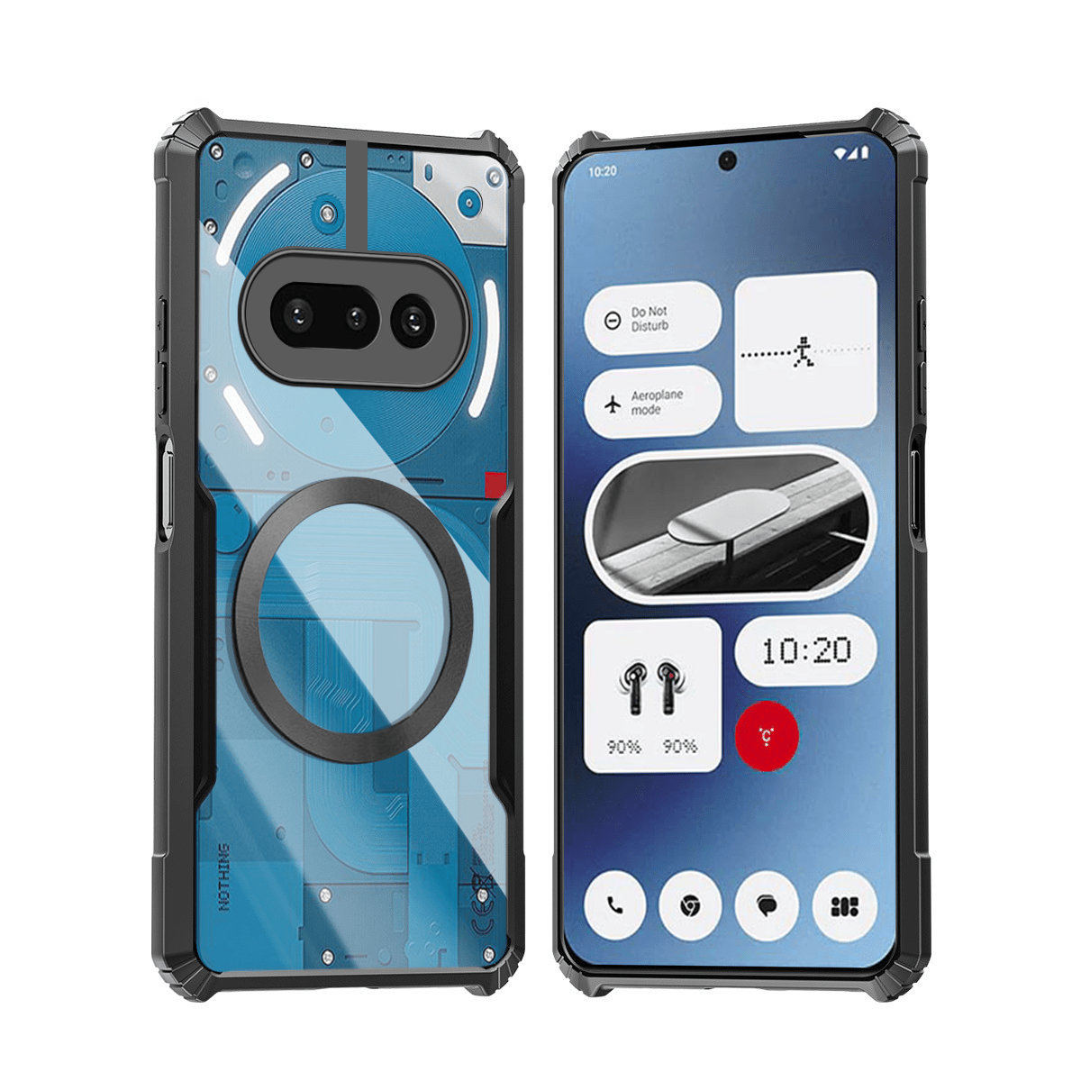 TEMU Compatible con Nothing Phone 3A 5G, Carcasa Magnética Antigolpes, Cubierta Transparente de Acrílico con Protección para Cámara