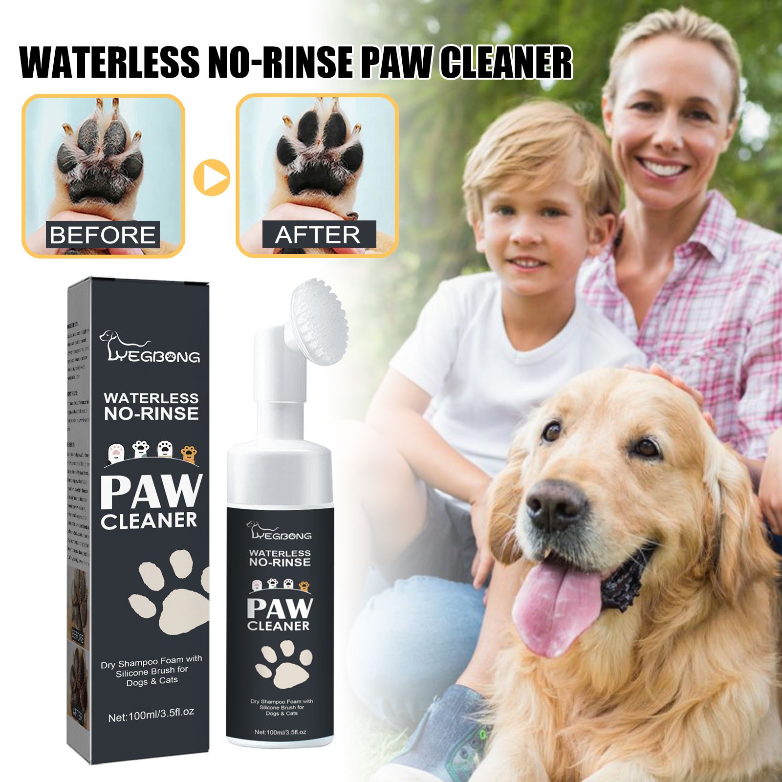 Dog Paw Cleaner for Dogs Cats No Rise Foaming Cleanser-Clean Paws Fragrance, Dog Paw Washer to Have a Deep Clean Safe for All Pets