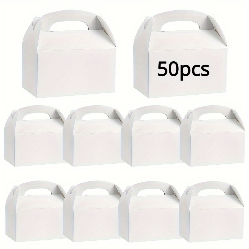 TEMU Gift For Her/him 50pcs, 3.35in * 6.3in * 3.54in Multifunctional White Party Gift Box - Painting, Suitable For Weddings, Birthdays, Graduation