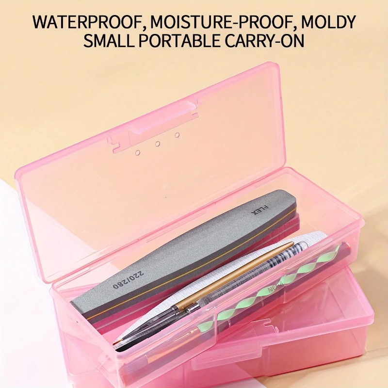 TEMU 2er-Set Nageldesign-Aufbewahrungsbox, transparenter Kunststoff-Organizer, rechteckige durchsichtige Box für Strasssteine, Pinsel, Nagelfeilen,