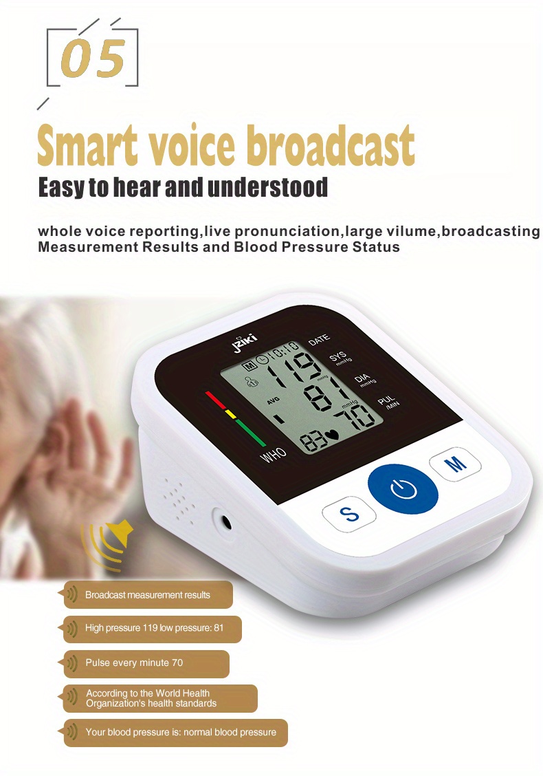 upper arm blood pressure monitor machine kit smart voice broadcast blood pressure cuff 2   99 x 2 sets memory with large lcd display suitable for family parents   during pregnancy ip22 Product details 4
