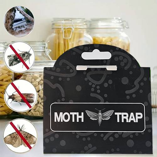 non toxic sticky moth trap with pheromone lure effective flying moth killer for closet bathroom kitchen paper based sticky surface moth trap for control decorative border design closet protection food storage