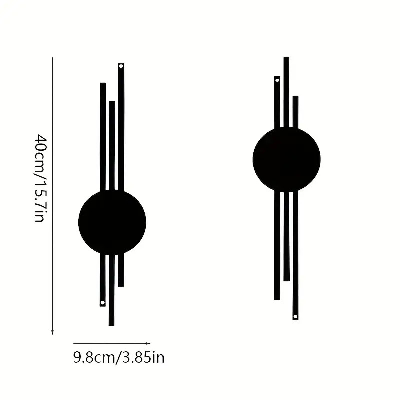 TEMU 2pcs Abstract Circular Geometric Metal Wall Decor, Modern Minimalist Line Art Wall Hanging, Unique Black Iron Sculpture Wall Ornament,